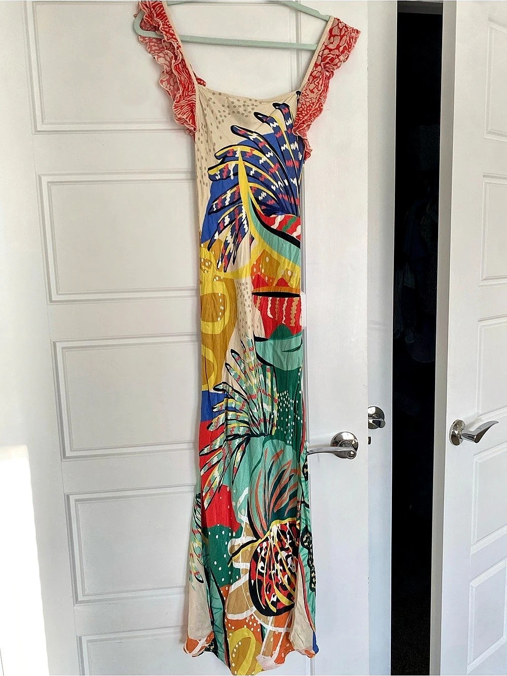 Conditions Apply Ruffled Floral Maxi Dress Abstract Print Maxi Dress in Mult